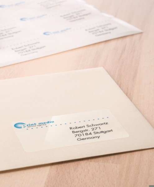 Etykiety samoprzylepne przezroczyste błyszczące 63,5 x 38,1mm (525szt)